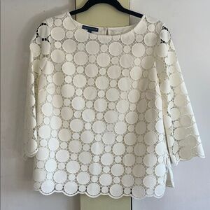 Talbots White Circle Lace Blouse